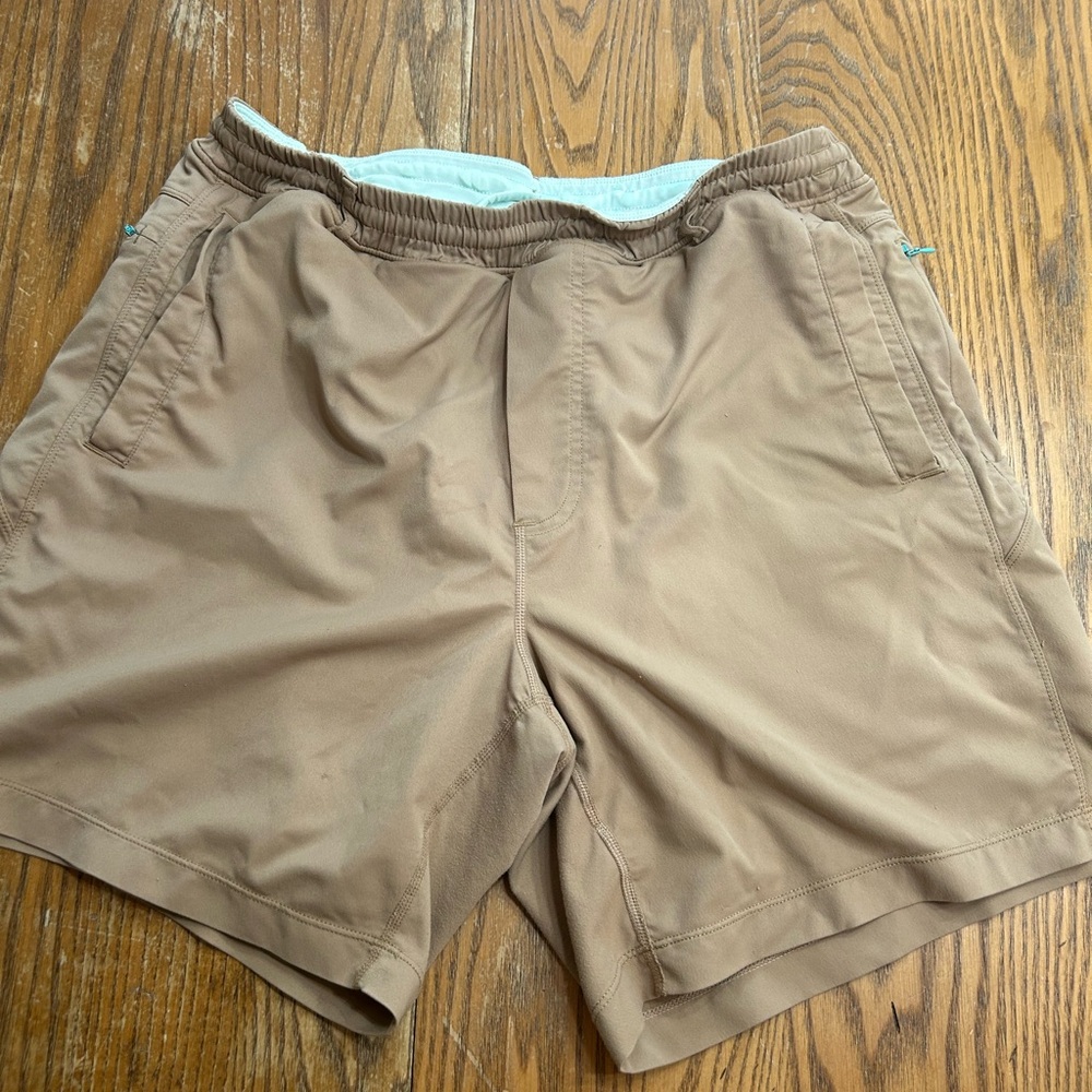 Birddogs Classic Shorts. Tan with mint green.